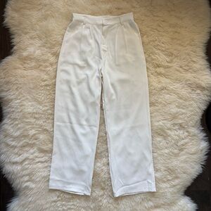 Classic Flowy White Dress Pants with Belt Loops and Elastic